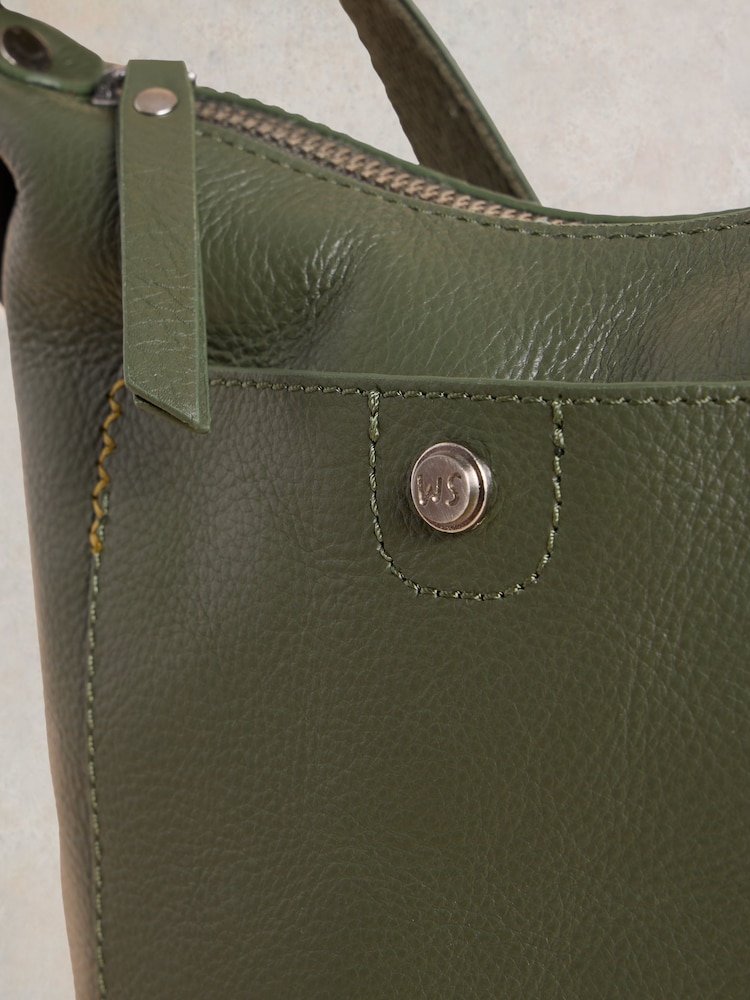 White Stuff Green Mini Fern Leather Cross-Body Bag - Image 4 of 5