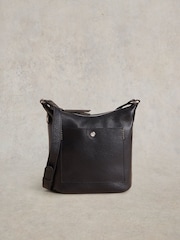 White Stuff Black Mini Fern Leather Cross-Body Bag - Image 1 of 5