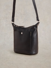 White Stuff Black Mini Fern Leather Cross-Body Bag - Image 3 of 5
