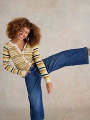 White Stuff Yellow Lulu Fairisle Pattern Cardigan - Image 3 of 6