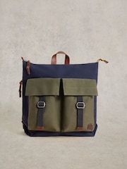 White Stuff Blue Theo Utility Canvas Backpack - Image 1 of 4