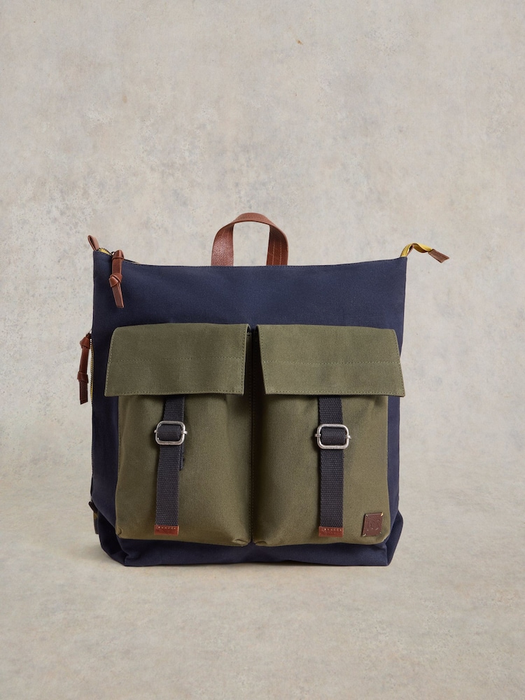 White Stuff Blue Theo Utility Canvas Backpack - Image 1 of 4