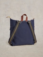 White Stuff Blue Theo Utility Canvas Backpack - Image 2 of 4