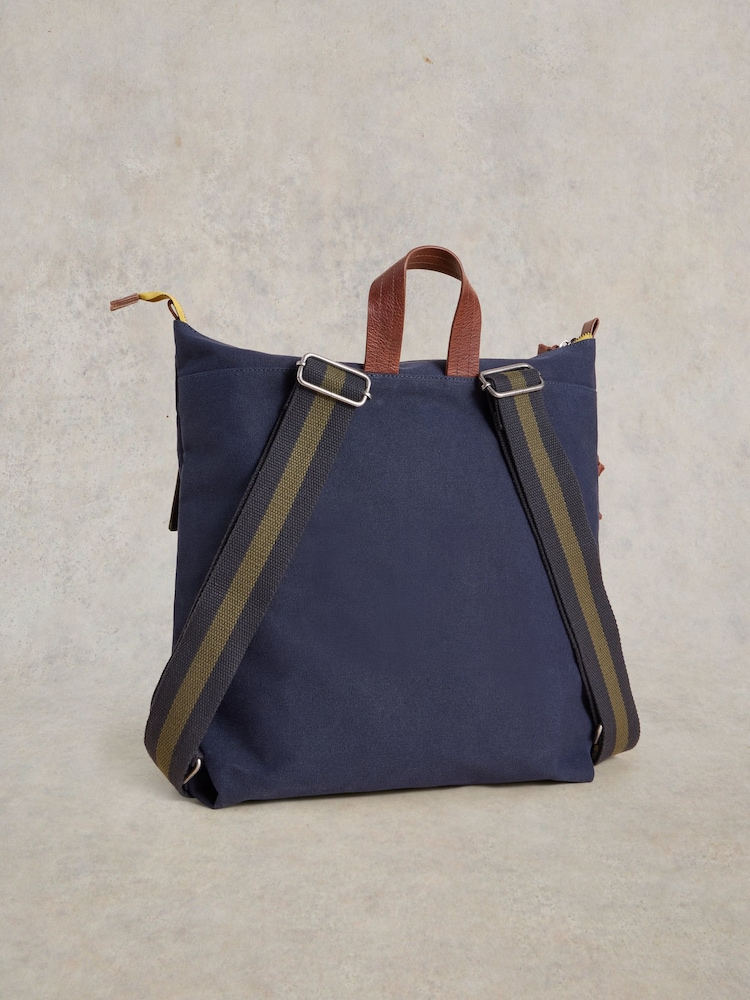 White Stuff Blue Theo Utility Canvas Backpack - Image 2 of 4