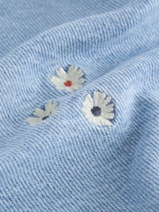 Embroidered Floral Blue 100% Cotton Column Mom Jeans - Image 7 of 8