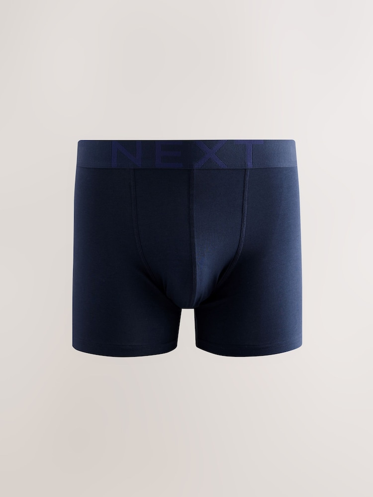Blue Cotton Rich Trunk Boxers 4 Pack - Image 2 of 8