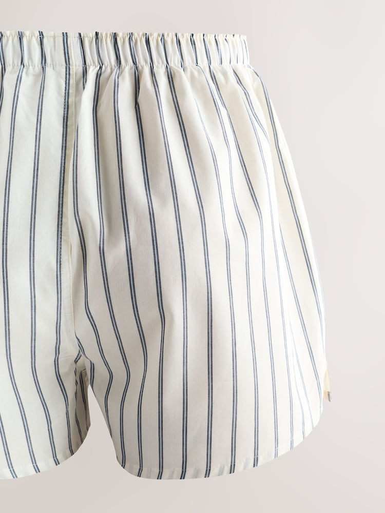 Blue Green Stripe 4 pack Woven Pure 100% Cotton Boxers - Image 11 of 13