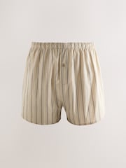 Blue Green Stripe 4 pack Woven Pure 100% Cotton Boxers - Image 9 of 13