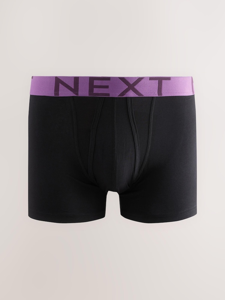 Black Bright Waistband 10 pack A-Front Boxers - Image 3 of 14
