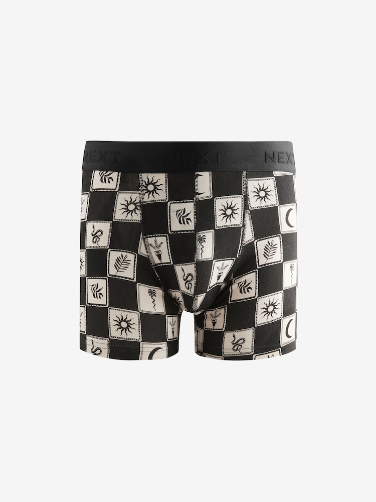Black & White Tile Print 4 pack Rich Trunks Boxers - Image 2 of 7
