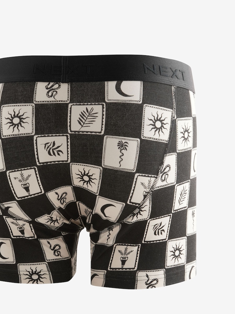 Black & White Tile Print 4 pack Trunks Boxers - Image 6 of 7