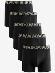 Black Metallic Pattern Waistband Trunks Boxers 5 Pack - Image 1 of 7