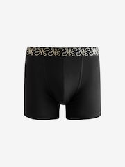 Black Metallic Pattern Waistband Trunks Boxers 5 Pack - Image 3 of 7