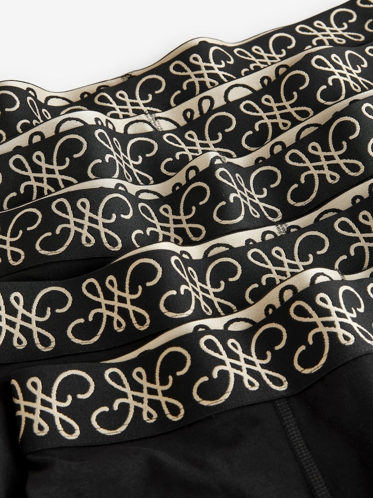 Black Metallic Pattern Waistband Trunks Boxers 5 Pack - Image 7 of 7