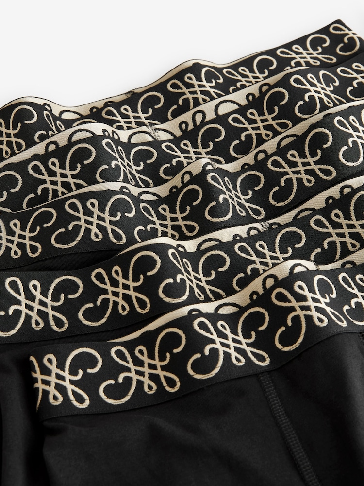Black Metallic Pattern Waistband Trunks Boxers 5 Pack - Image 8 of 8