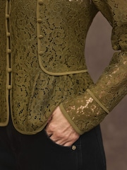 Mint Velvet Green Lace Military Blouse - Image 3 of 7