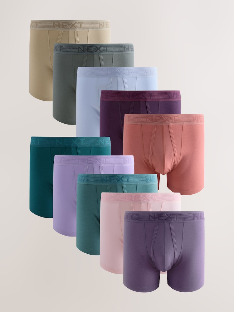 Pink/Purple/ Azul / Azul-Teal - Pacote 10 - Boxers A-Front - Imagem 1 de 14