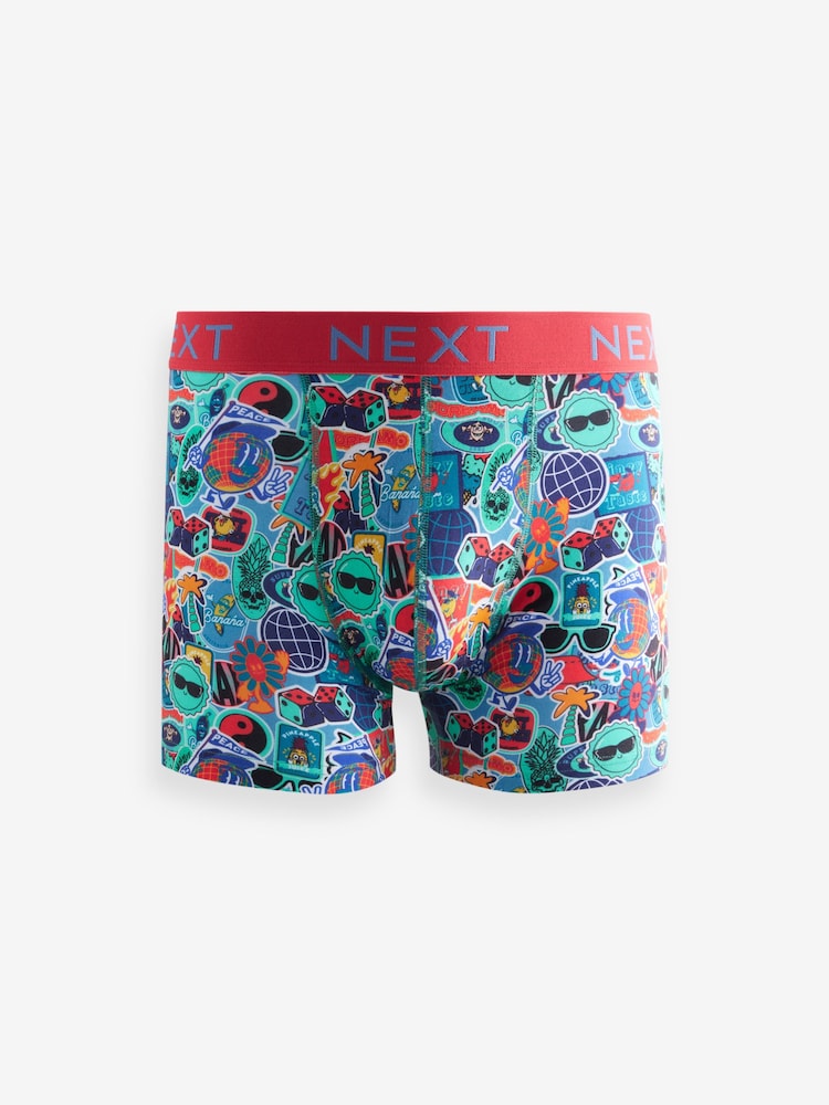 Purple Green Sticker Print 4 pack Rich Trunks Boxers - Image 2 of 7