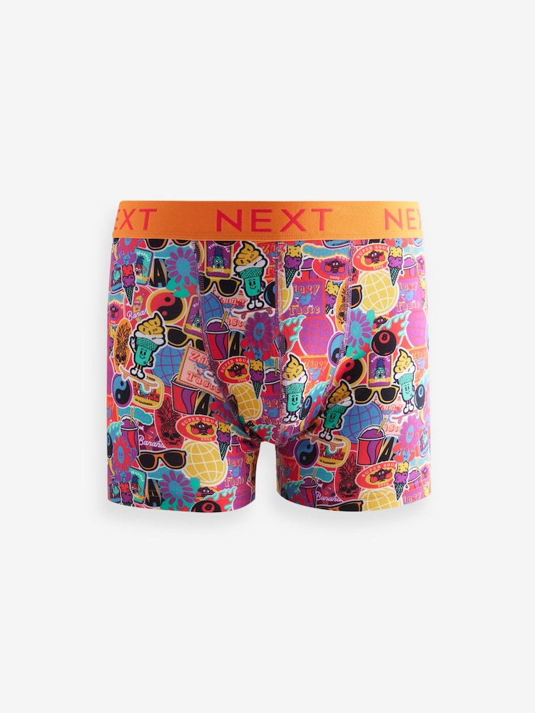 Purple Green Sticker Print 4 pack Trunks Boxers - Image 4 of 7