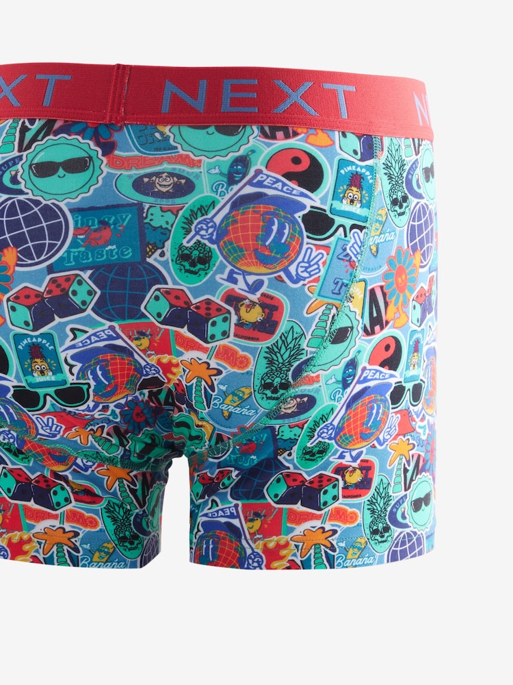 Purple Green Sticker Print 4 pack Rich Trunks Boxers - Image 7 of 7