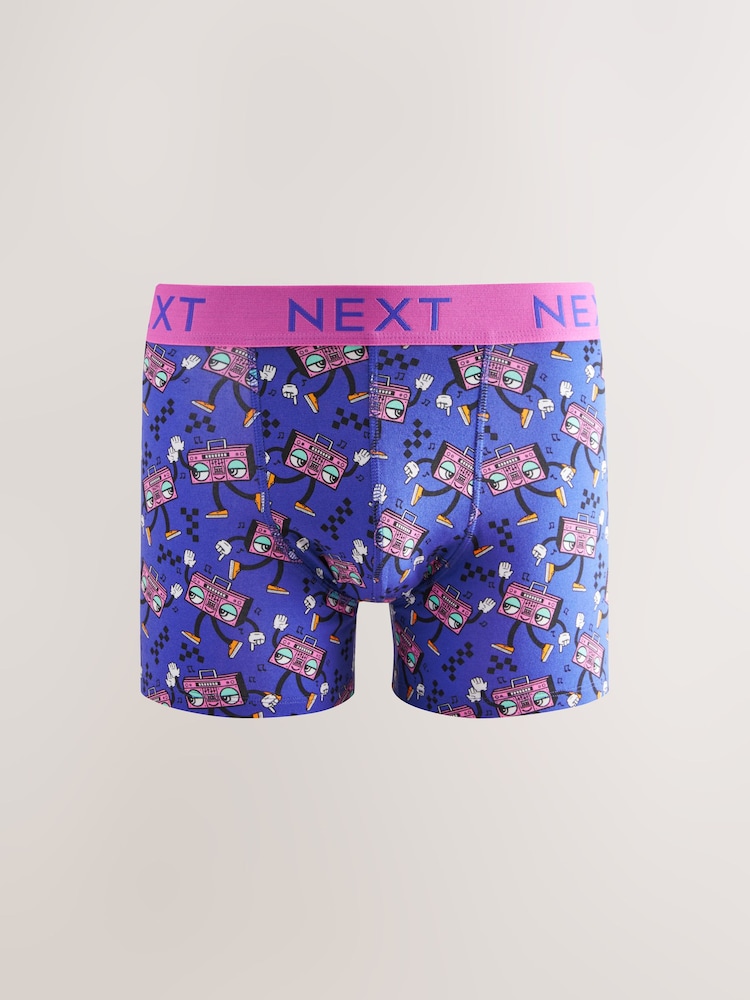 Bright Orange/Blue/Pink Disco Print 4 pack Trunks Boxers - Image 3 of 8