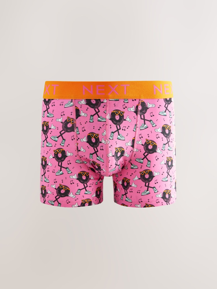 Bright Orange/Blue/Pink Disco Print 4 pack Trunks Boxers - Image 5 of 8