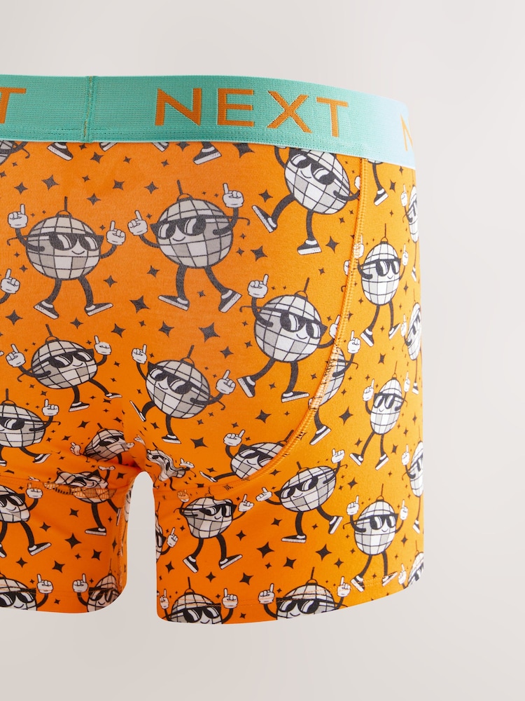 Bright Orange/Blue/Pink Disco Print 4 pack Trunks Boxers - Image 6 of 8