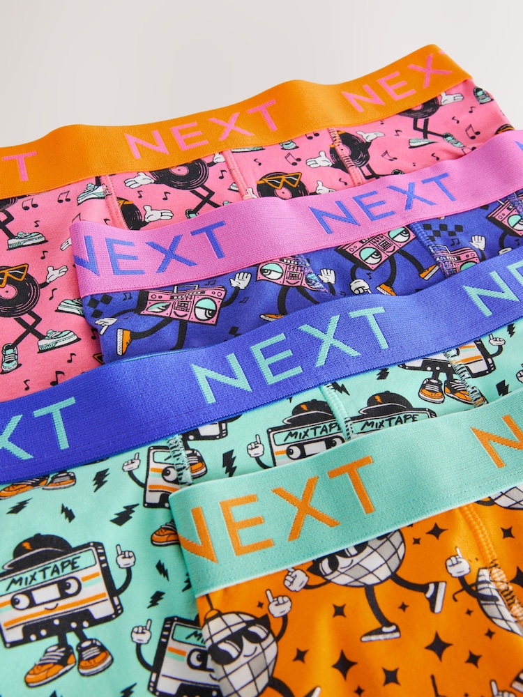 Bright Orange/Blue/Pink Disco Print 4 pack Trunks Boxers - Image 7 of 8