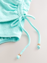 Mint Green Textured Ruched Side Tummy Shaping Control Swimsuit - Image 9 of 10