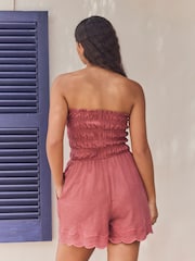 Rose Pink Bandeau Shirred Playsuit - Image 3 of 9