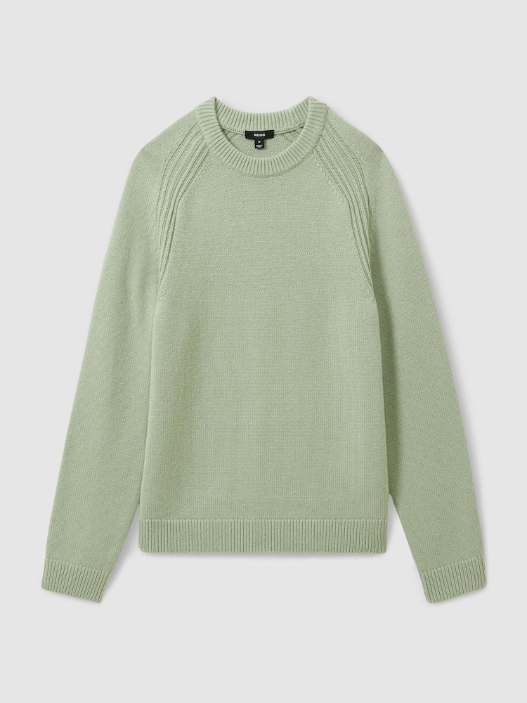 Reiss Sage Green Cloud Wool-Blend Raglan-Sleeve Jumper - Image 2 of 6