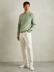 Reiss Sage Green Cloud Wool-Blend Raglan-Sleeve Jumper - Image 3 of 6