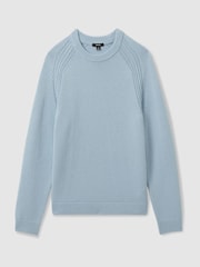 Reiss Soft Blue Cloud Wool-Blend Raglan-Sleeve Jumper - Image 2 of 6