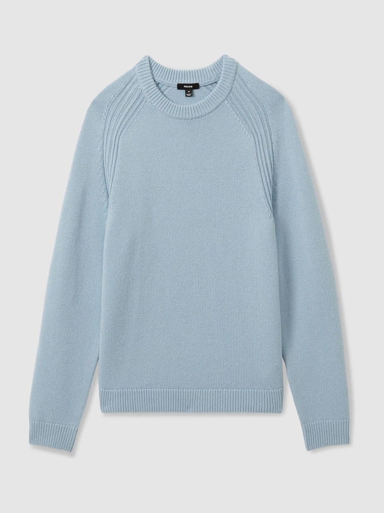 Reiss Soft Blue Cloud Wool-Blend Raglan-Sleeve Jumper - Image 2 of 6