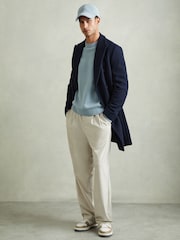Reiss Soft Blue Cloud Wool-Blend Raglan-Sleeve Jumper - Image 3 of 6