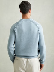 Reiss Soft Blue Cloud Wool-Blend Raglan-Sleeve Jumper - Image 5 of 6