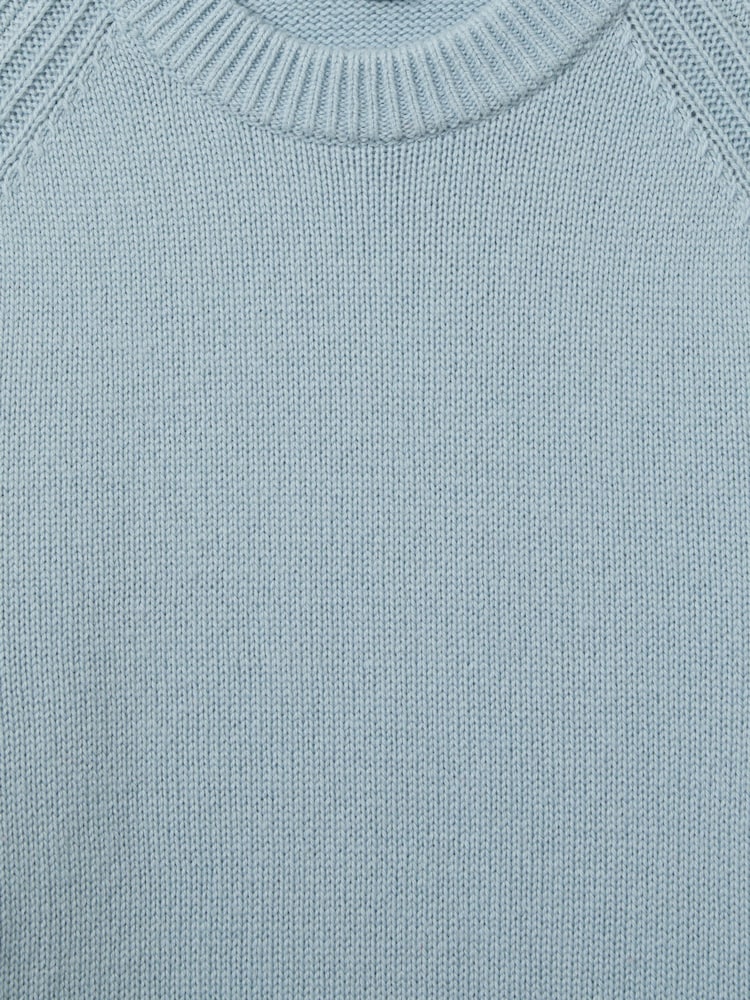 Reiss Soft Blue Cloud Wool-Blend Raglan-Sleeve Jumper - Image 6 of 6