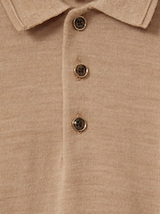 Reiss Camel Melange Trafford 9-14 yrs Merino Wool Polo Shirt - Image 4 of 4
