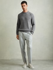 Reiss Mid Grey Melange Cloud Wool-Blend Raglan-Sleeve Jumper - Image 3 of 6