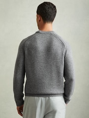 Reiss Mid Grey Melange Cloud Wool-Blend Raglan-Sleeve Jumper - Image 5 of 6