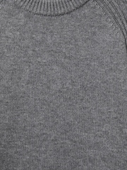 Reiss Mid Grey Melange Cloud Wool-Blend Raglan-Sleeve Jumper - Image 6 of 6