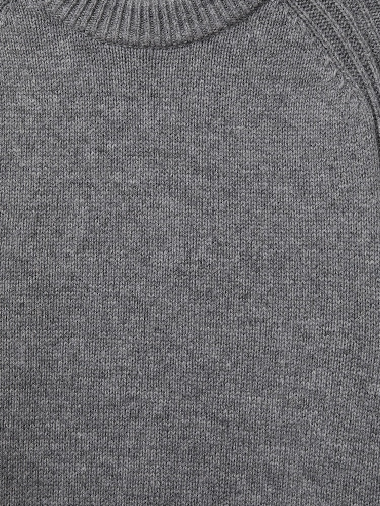 Reiss Mid Grey Melange Cloud Wool-Blend Raglan-Sleeve Jumper - Image 6 of 6