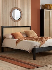Birlea Black Croxley Wooden Rattan Bed - Image 1 of 4