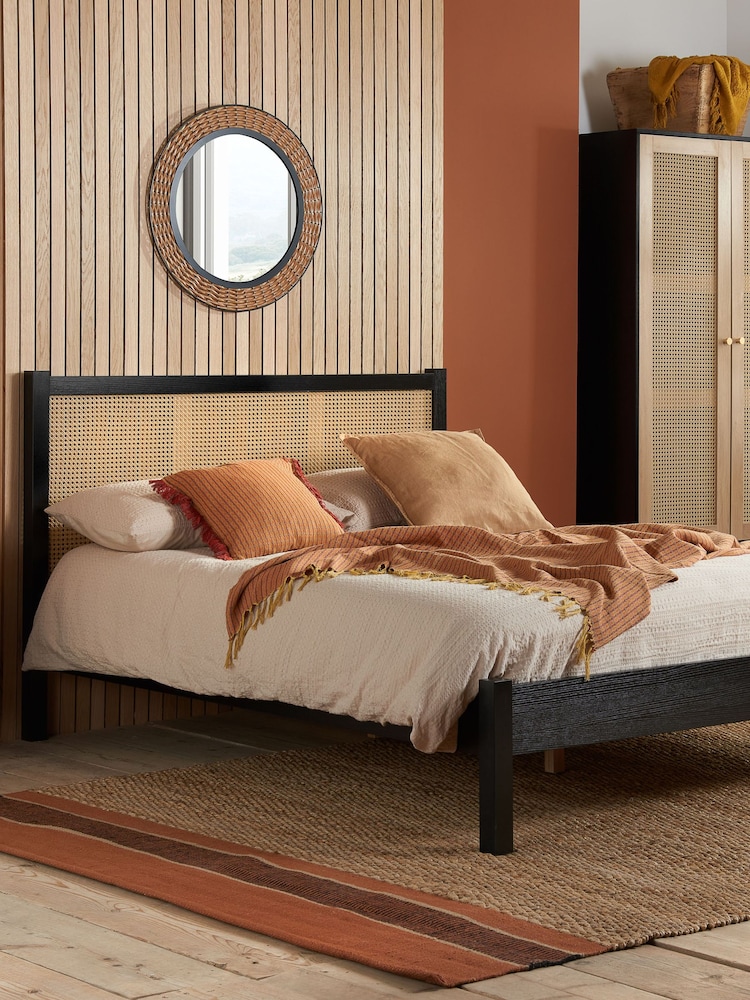 Birlea Black Croxley Wooden Rattan Bed - Image 1 of 4