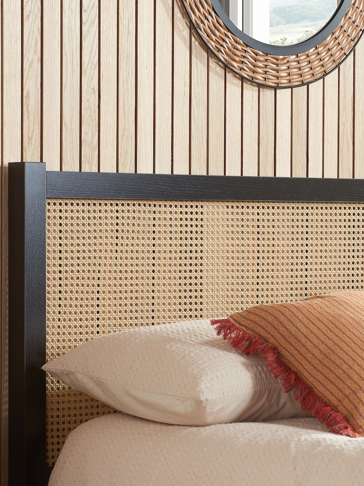 Birlea Black Croxley Wooden Rattan Bed - Image 2 of 4
