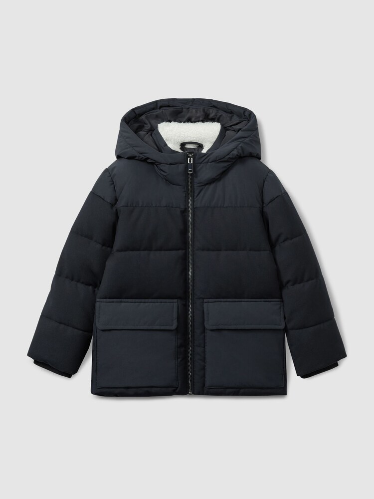 Reiss Navy Rigel 13-14 yrs Hooded Twill and Shell Puffer Jacket - Image 2 of 4