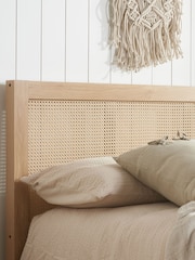 Birlea Oak Croxley Wooden & Rattan End Lift Ottoman Storage Bed - Image 3 of 5