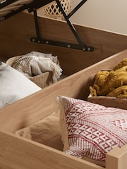 Birlea Oak Croxley Wooden & Rattan End Lift Ottoman Storage Bed - Image 4 of 5
