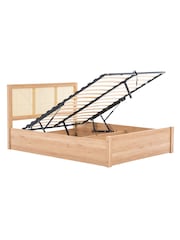 Birlea Oak Croxley Wooden & Rattan End Lift Ottoman Storage Bed - Image 5 of 5