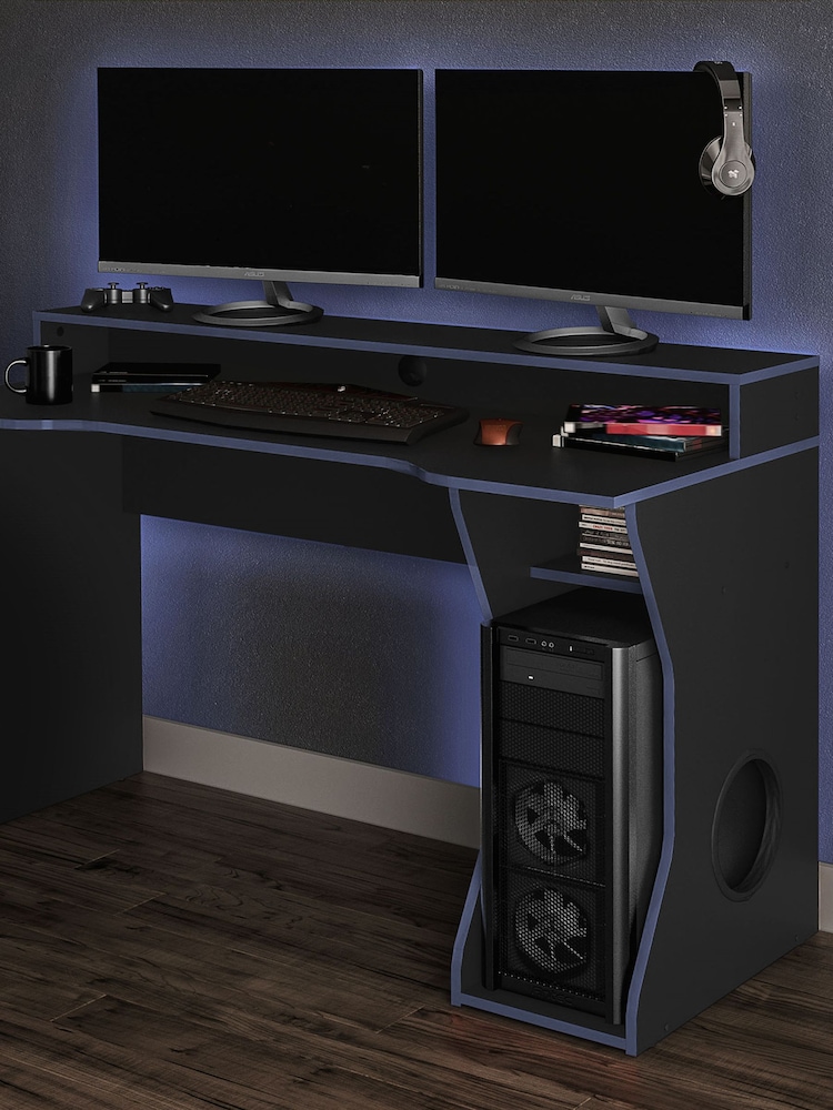 Birlea Black Blue Enzo Gaming Computer Desk - Image 1 of 5